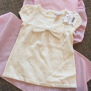 NWT- Janie & Jack Cream Bow Dress